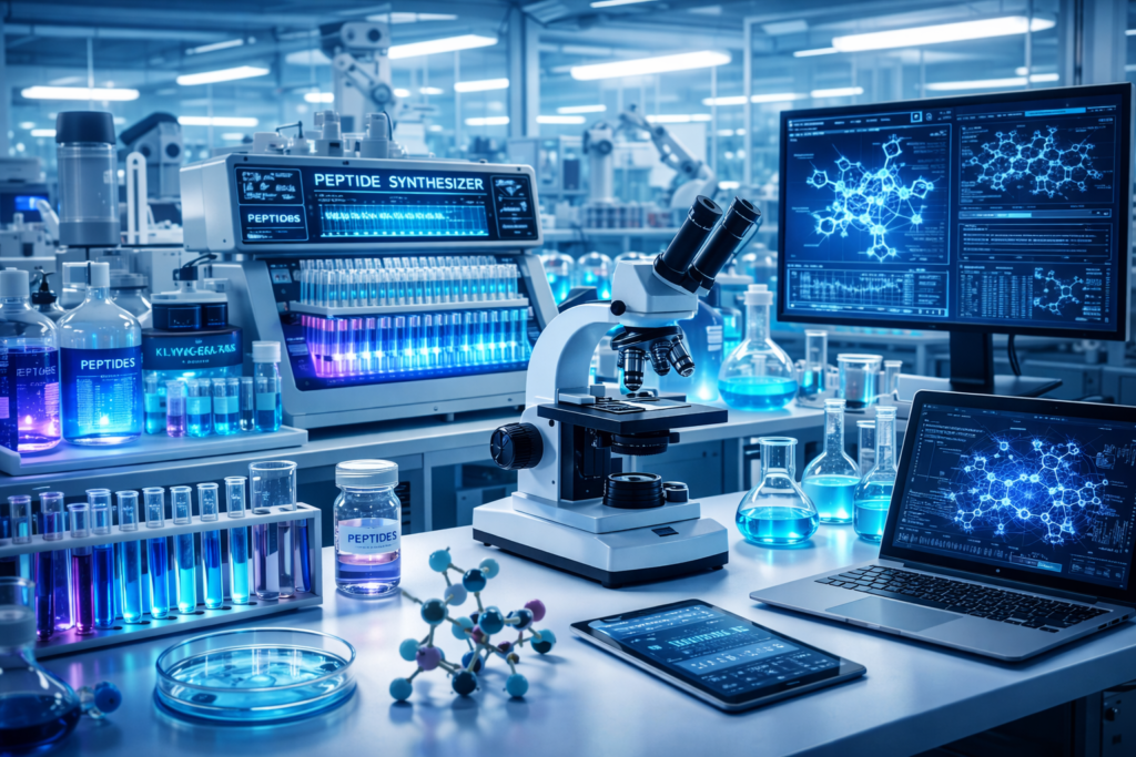 Peptide synthesis in a high-tech lab